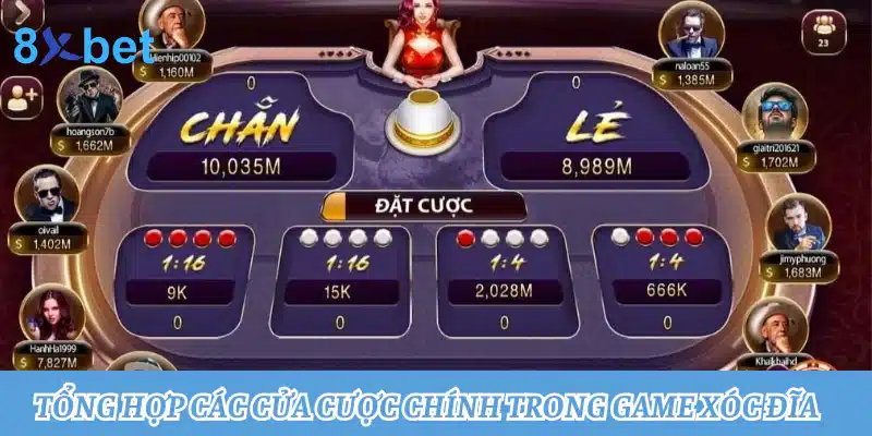 Tổng hợp các cửa cược chính trong game Xóc đĩa